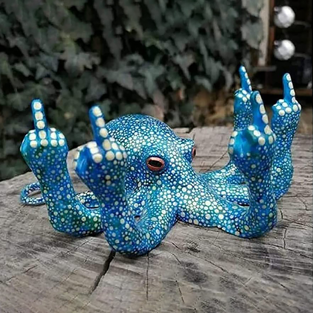 Octopus Sculpture Luminous Resin Octopus Statue Outdoor Garden Landscape Ocean Fluorescence Octopus Figurines Home Decoration