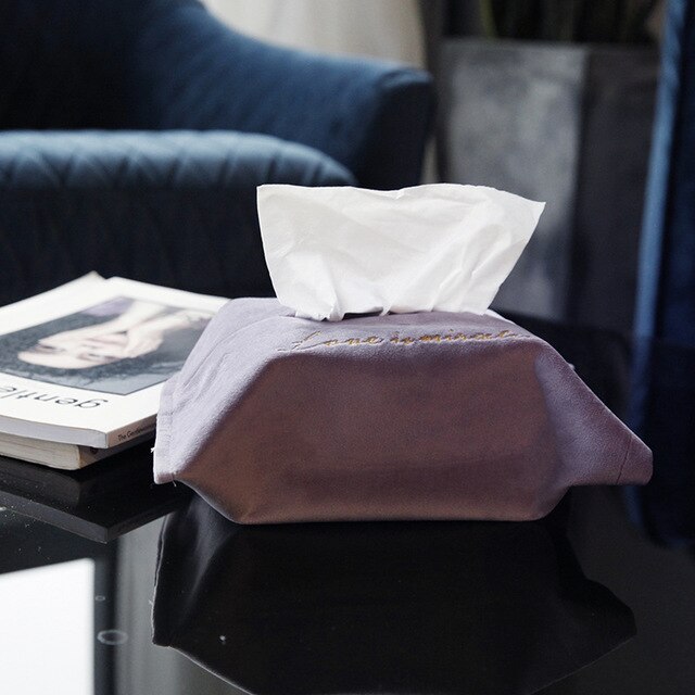 INS Embroidery Velvet Tissue Box Cloth Tissue Cover Home Car Portable Storage Boxs Kitchen Desktop Decoration Organization: 6