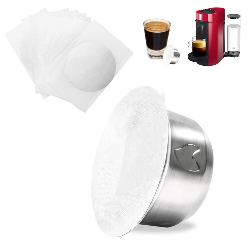 2.5Oz Refillable Vertuo Coffee Capsules Reusable Coffee Pod with 30 Foil Lids for Vertuoline GCA1 and Delonghi ENV135: Default Title