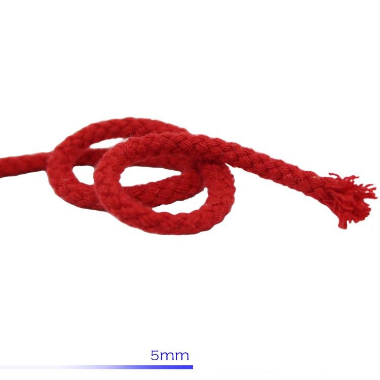 Reb snor 5mm*10m otte-strenget hul farvet bomuld macrame snor hvid rød sort special hvid reb ask håndlavet gør-det-selv reb: Rød 5 mmx 10m