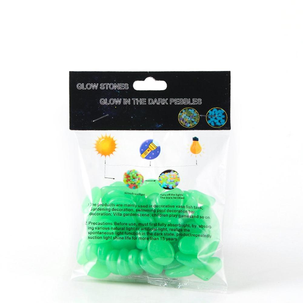 50 pçs cor artificial luminosa pedra fluorescente pedra brilhante inglês completo saco embalagem tanque de peixes paisagismo: turquoise