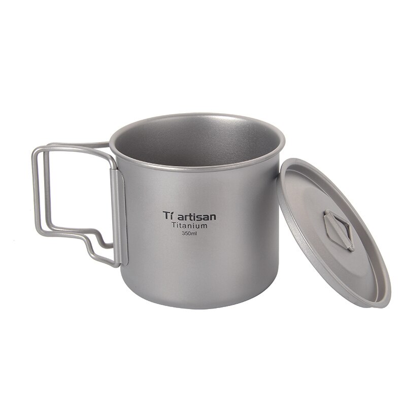 Thous Winds Titan-Campingbecher – 450 Ml, Faltbarer Griff, Mit Deckel, Säurebeständig