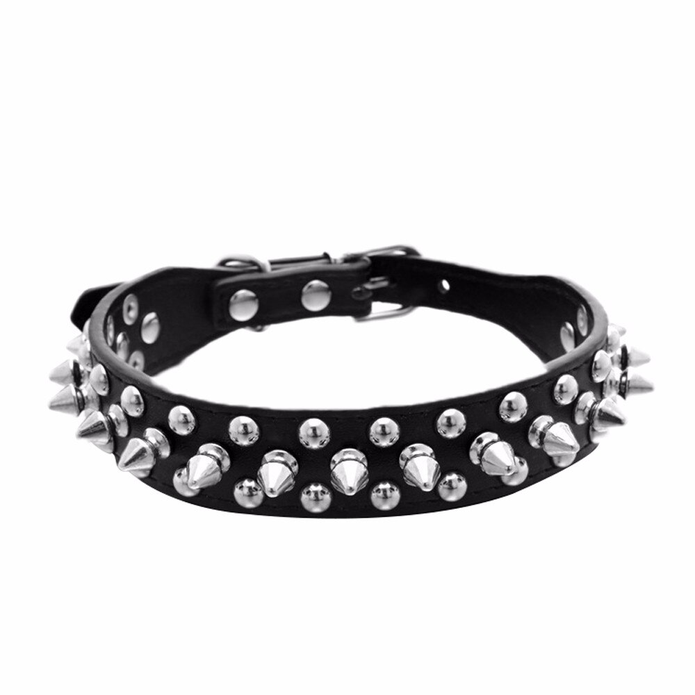Cats Dog Leather Super Adjustable Leather Rivet Spiked Studded Pet Puppy Dog Collar Neck Strap Show Collar