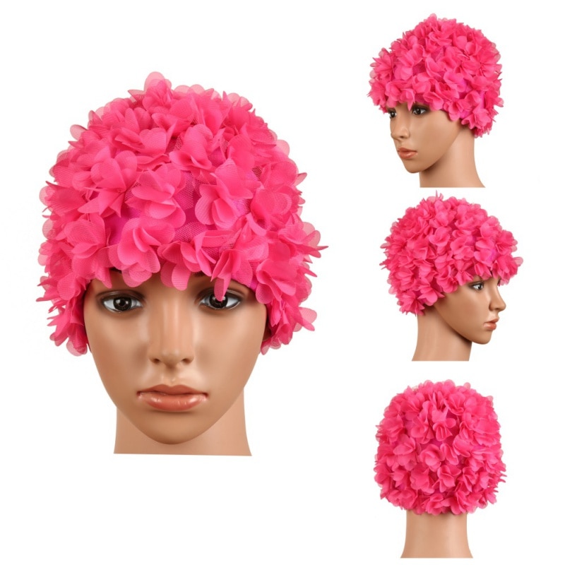 Sport badmuts dames bloemen bloemen elastisch ademend waterdicht sportkleding lang haar vulling badmuts