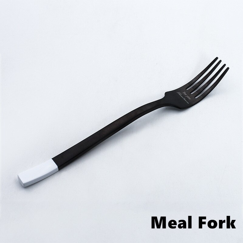 Stainless Steel Dinnerware Sets Knife and Fork Spoon Tableware Steak Chopstick Spoon Set Black Simple Western Tableware: Meal Fork