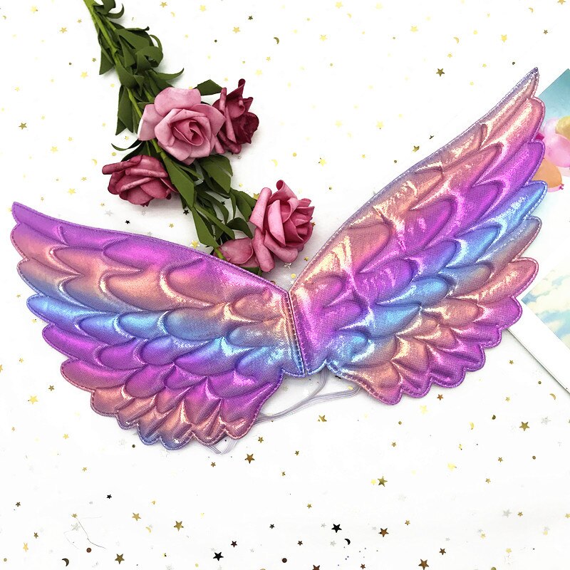 Rainbow Fairy Wings for Kids Unicorn Costume Girls Dress Up Pastel Rainbow Wings Costume Birthday Party Accessories: Pink