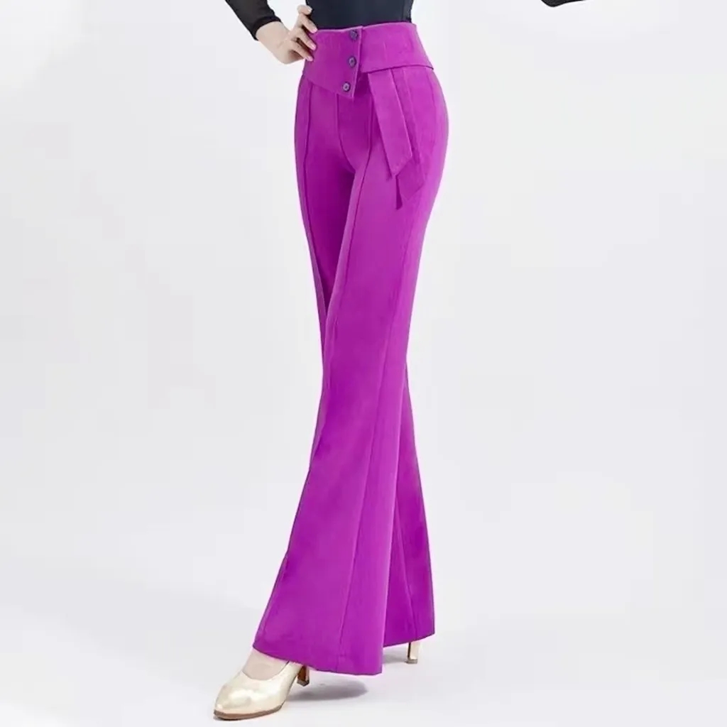 Frühling Sommer Frauen weites Bein Hosen Latin Tanzhose weibliche feste Tanzhose Damen hohe Taille lässige lose Hose