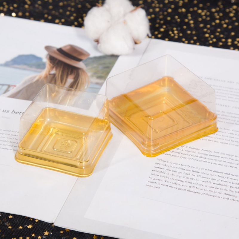 50pcs 63/100g Square Moon Cake Trays Mooncake Package Box Container Holder Mid-autumn Festival