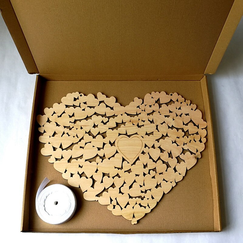 Wooden Heart Shaped Wedding Message Board, Wedding Bookmarks, Wedding Guest Sign In Wall Hanging Crafts