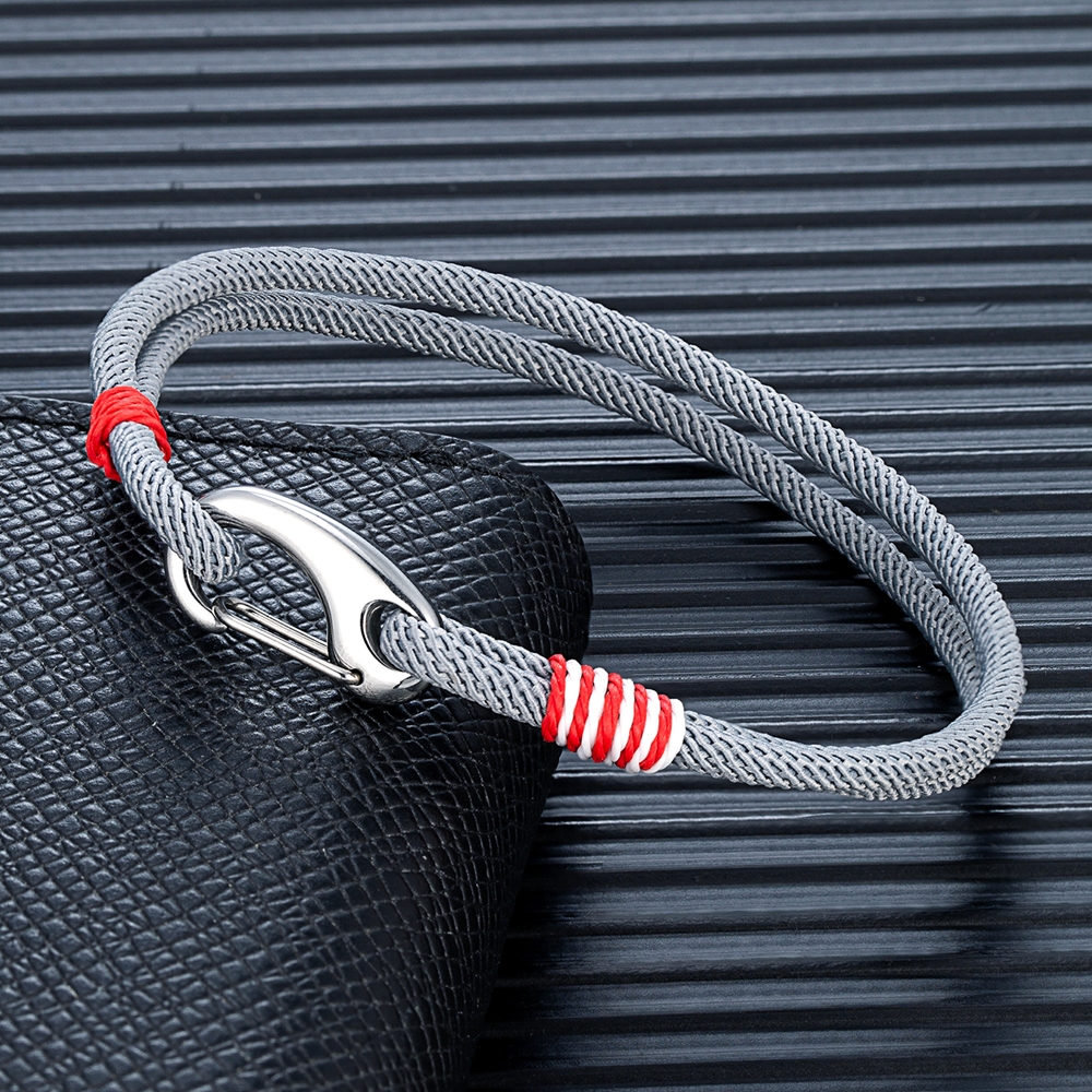 MKENDN Stainless Steel Lobster Spring Clasp Double Strand Braided Rope Bracelet for Men Women Couple Jewelry