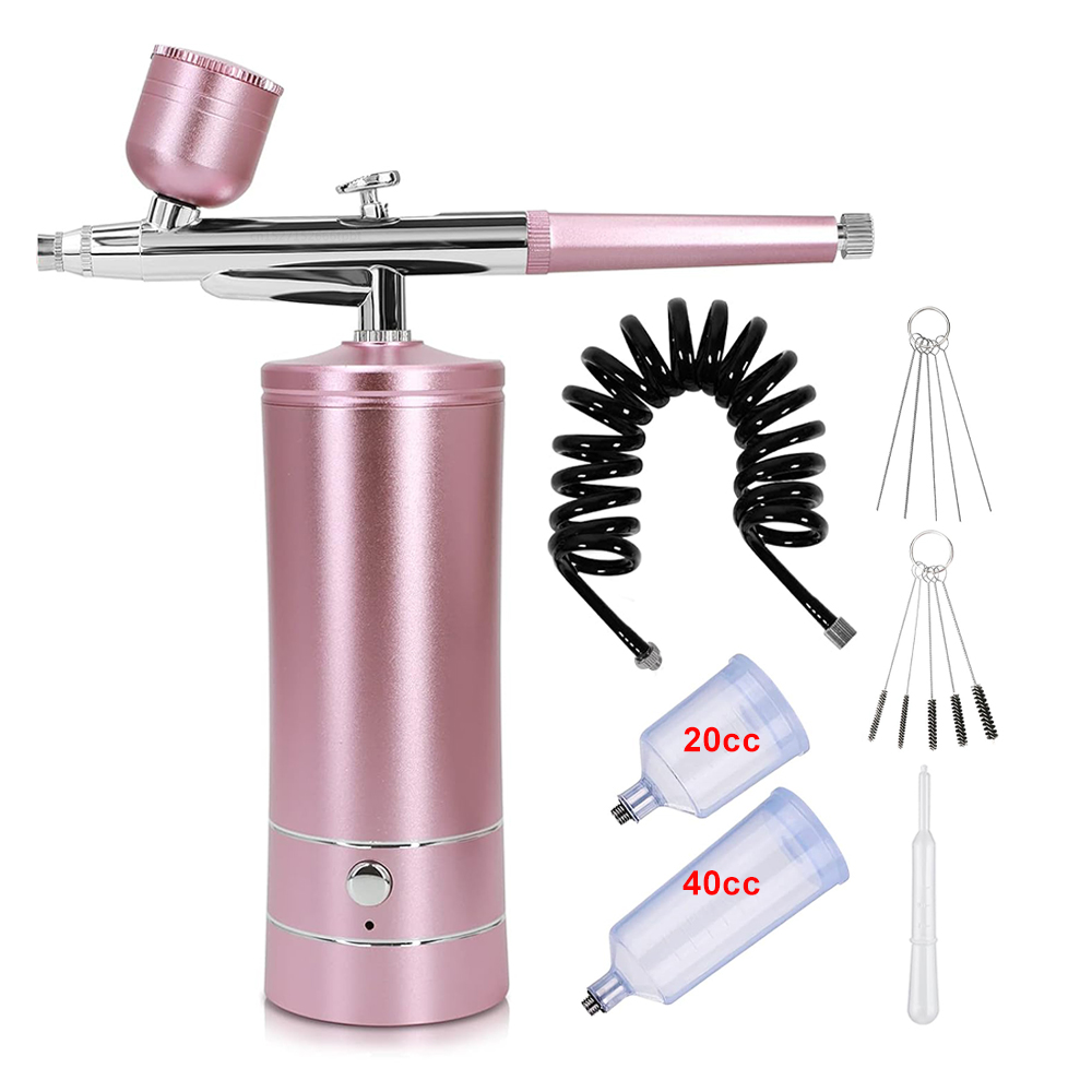 Airbrush negle med kompressor bærbar airbrush til neglekunst maleri håndværk kage dekoration makeup airbrush spray kompressor: Blå