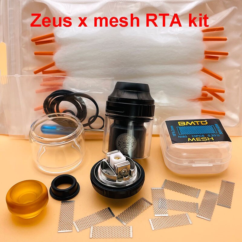 DSXvape zeus x rta zeus x mesh rta atomizer 3.5ml/4.5ml 25mm Ni80 dual coil with mesh deck rebuildable tank vape vaporizer: Black-mesh-Cotton