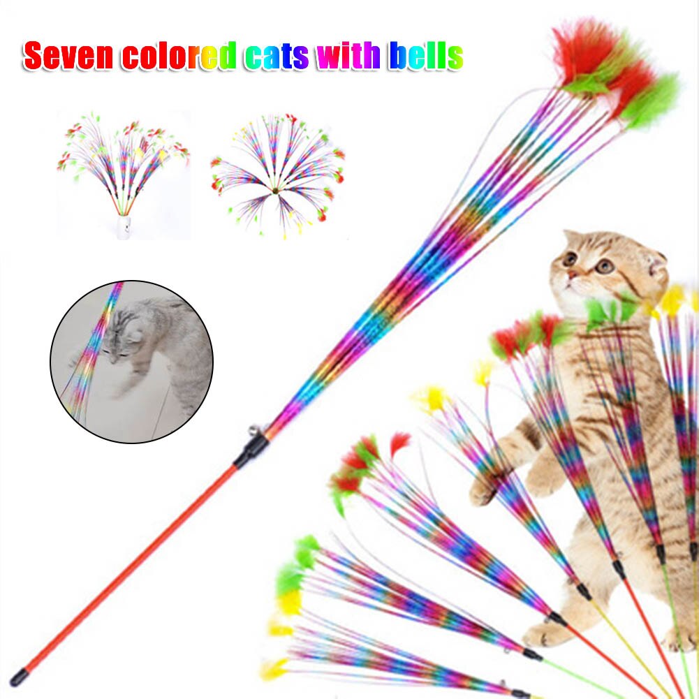 Juguete de plumas para gatos, para gatos juguetes con varita, juguetes con cascabel Catcher Teaser, ejercicio divertido para gatito BDF99: Default Title