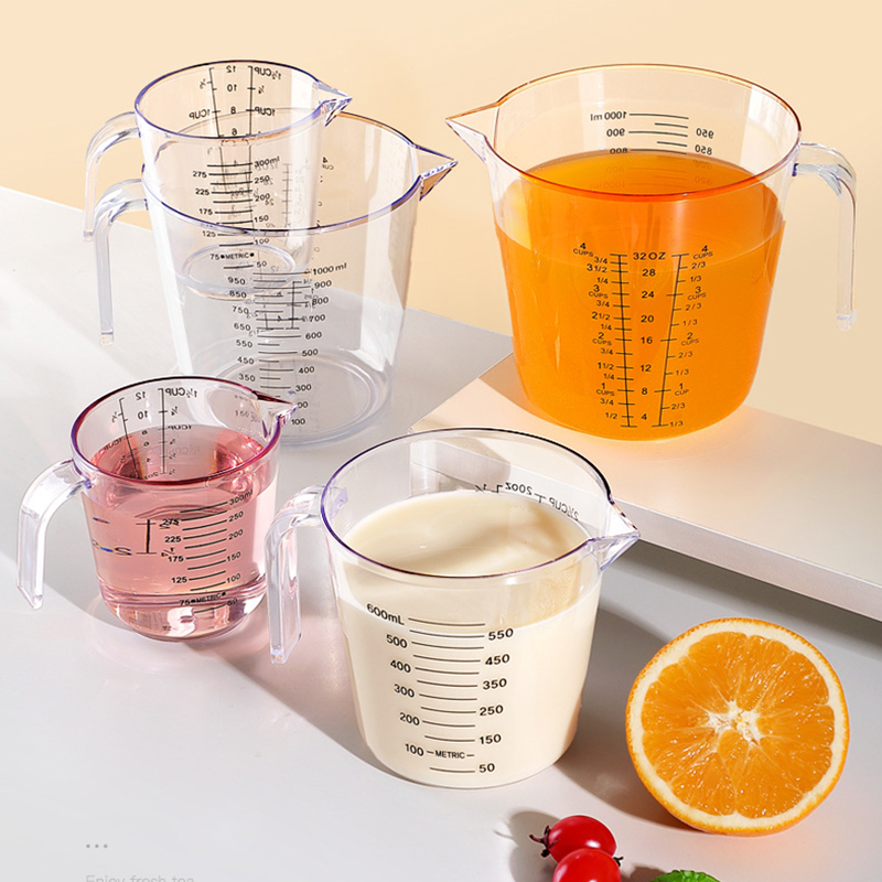 Pour Spout Measuring Cup Visual Scale Metering Cup 150/300/600/1000ml Baking Tool Plastic Transparent Graduated Kitchen Lab Tool