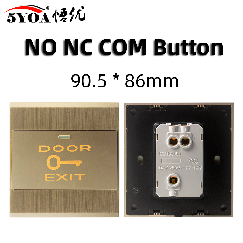Bouton poussoir de sortie de porte, interrupteur de déverrouillage pour système de contrôle d&#39;accès de porte, ouverture tactile, NO COM NC