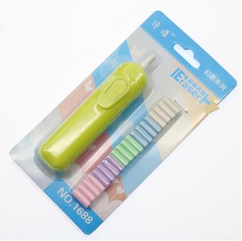 1 Battery Powered Art Painting Special Electric Eraser Wipe Automatic Children'S Festival School Office Stationery: green