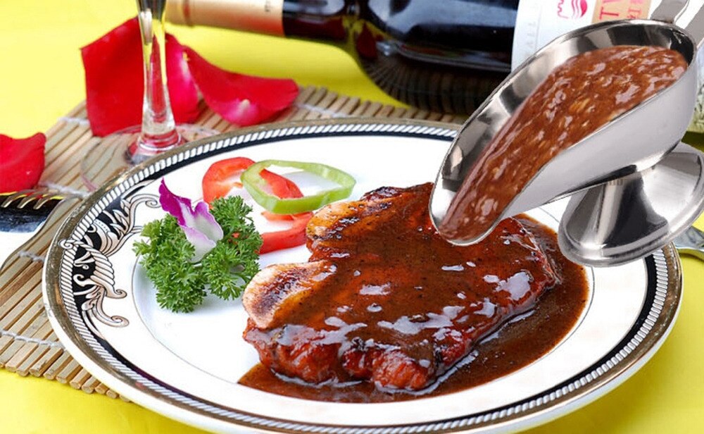 Gravy Boten Rvs Biefstuk Gravy Saus Boot Container Plaat Servies