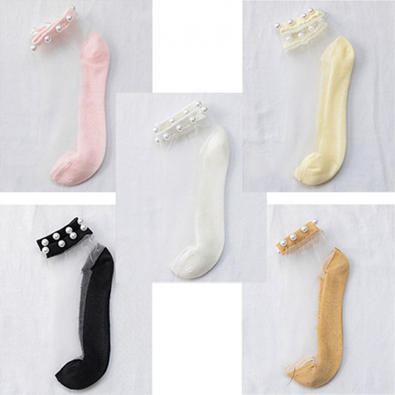 Calcetines transparentes de malla para mujer y niña, medias transparentes ultrafinas de encaje, 5 piezas, M09: 4