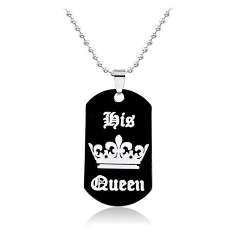Smykker populære hendes konge hans dronning graverede bogstaver sort #39 halskæde par valentinsdag: Dronning