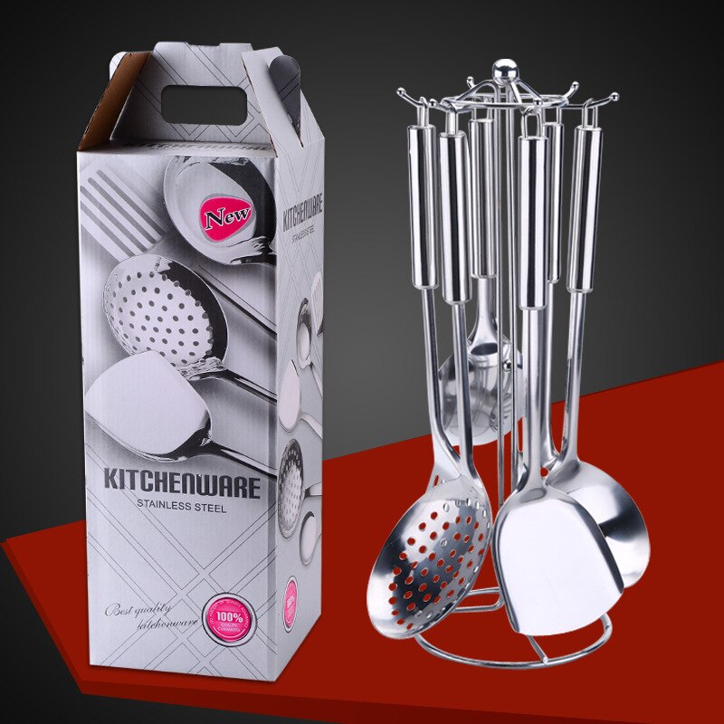 Kitchen Utensils Cooking Utensils Set Spatula Shovel Cooking Tools Set Stainless Steel Kitchen Tools Accessories R2048: 7 Pieces