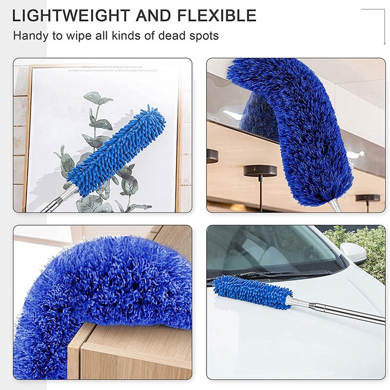 Reusable Microfiber Duster with Extension Pole,Reusable Bendable Duster Sets,for Cleaning Ceiling Fan,Ceiling,Furniture