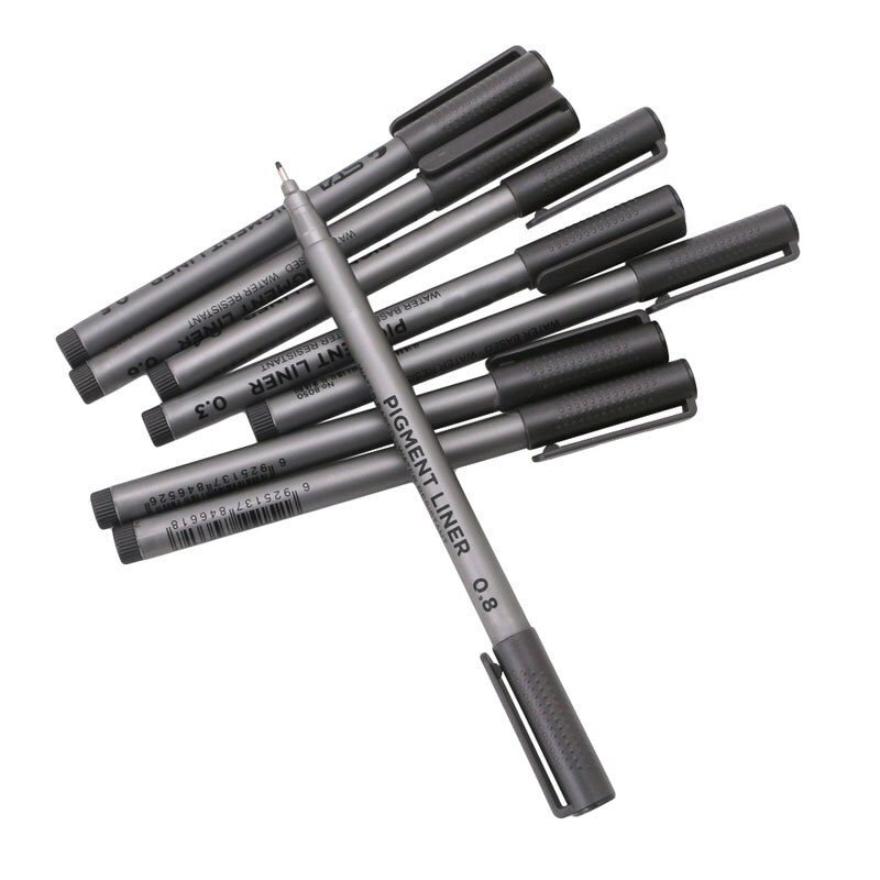 Black Fine Line Pen Waterproof Writing Marker Sketching Art Pens 0.05-0.8mm W15