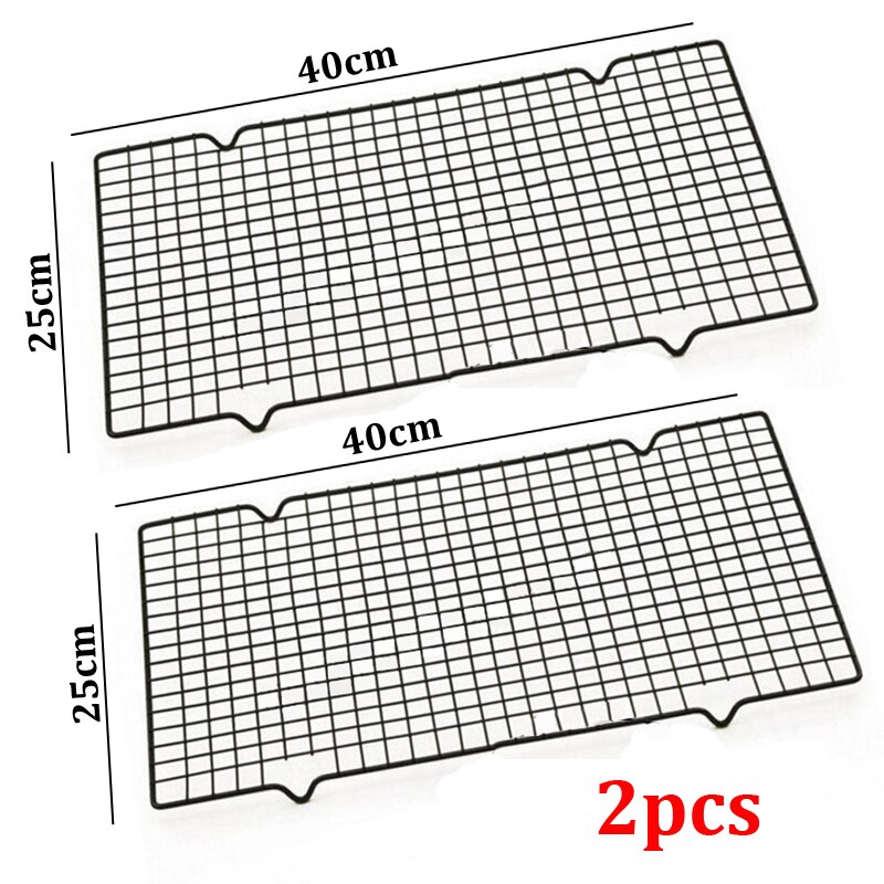Nonstick Metall Kuchen Kühlung Gestell Netto Kekse Kekse Brot Muffins Trocknen Stand Kühler Halfter Küche Backen Werkzeuge YJN: 2Stck 25x40cm L