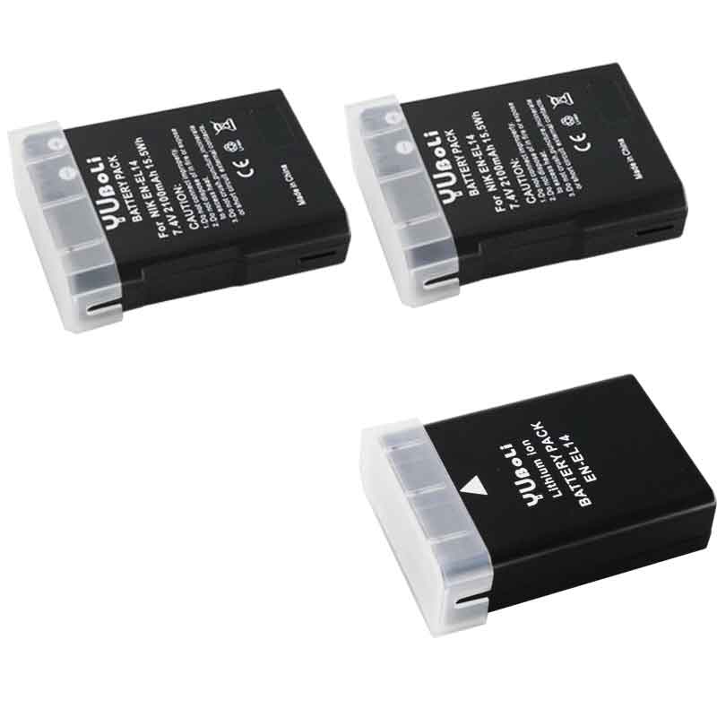 Paquete de baterías EL 14 ENEL 14 EN-EL14A EN EL14 EL14A EL14 + para Nikon D5200 D3100 D3200 D5100 P7000 P7100: 3battery
