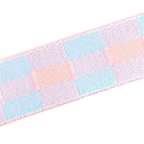 25mm elastische band rooster print patroon rubber band kleding tassen huishoudtextiel naai accessoires doe-het-zelf 1 meter: Roze blauw