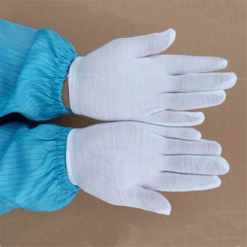 Guantes de trabajo blancos a prueba de trabajo, gruesos, de algodón, tela de algodón, delgados, medianos y gruesos, guantes de inspección de Wenwan