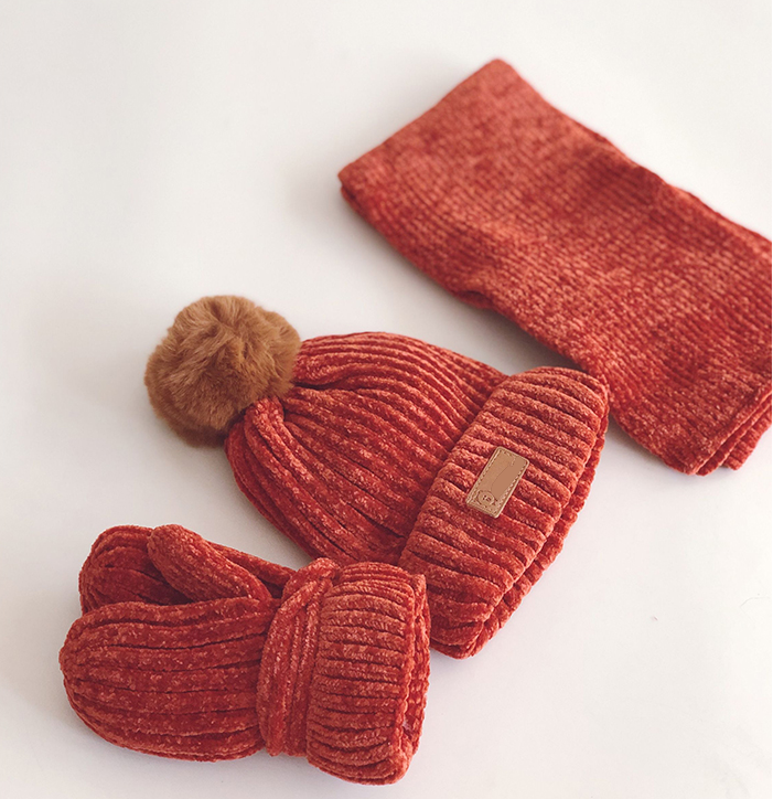3PCS Katoenen Baby muts Sjaal Handschoenen Herfst Winter Kinderen Sjaal-kraag Jongens Meisjes Warm Mutsen Caps sjaal Sets