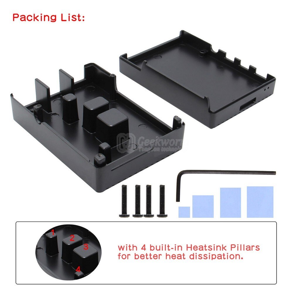 Raspberry  pi 4 model b kraftig aluminiumslegering passiv køling varmeafledning metalkasse kun til hindbær  pi 4b/pi 4b