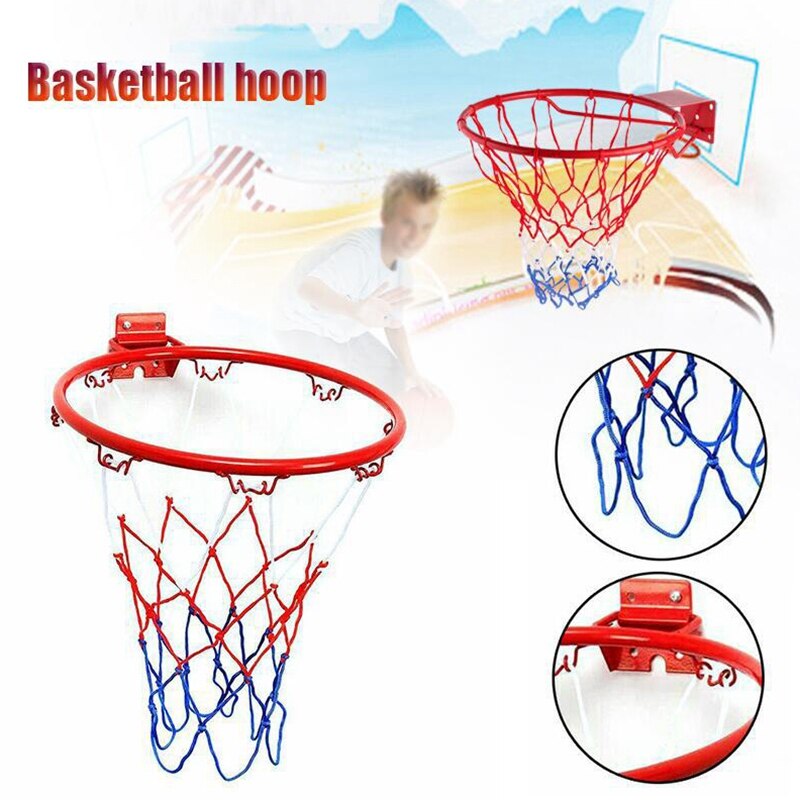 32cm veggmontert basketballkurv netting metallkant hengende kurv kurv-ball veggkant med skruer innendørs utendørs sport
