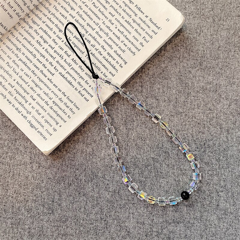 INS Colorful Crystal Bead Bracelet For iPhone 11 12 13 Pro Max Phone Case Portable Rope Cute Keychain Ornaments Hand Strap Chain: C155-2