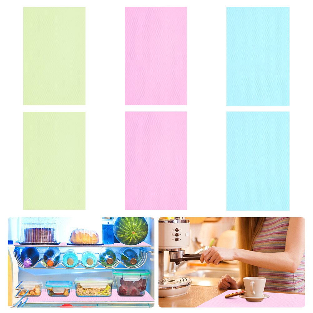 6pcs Fridge Liner Anti-slip Refrigerator Mat Shelf Fridge Liner Wardrobe Mat
