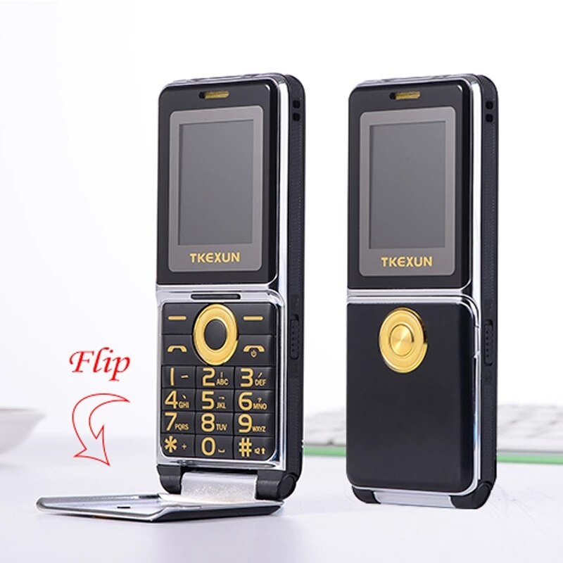 MAFAM Unlock Flip Metal Mobile Phone One Key Dual Torch FM Bluetooth SOS Speed Dial Old Man Senior Cell Phone Dual Torch P094