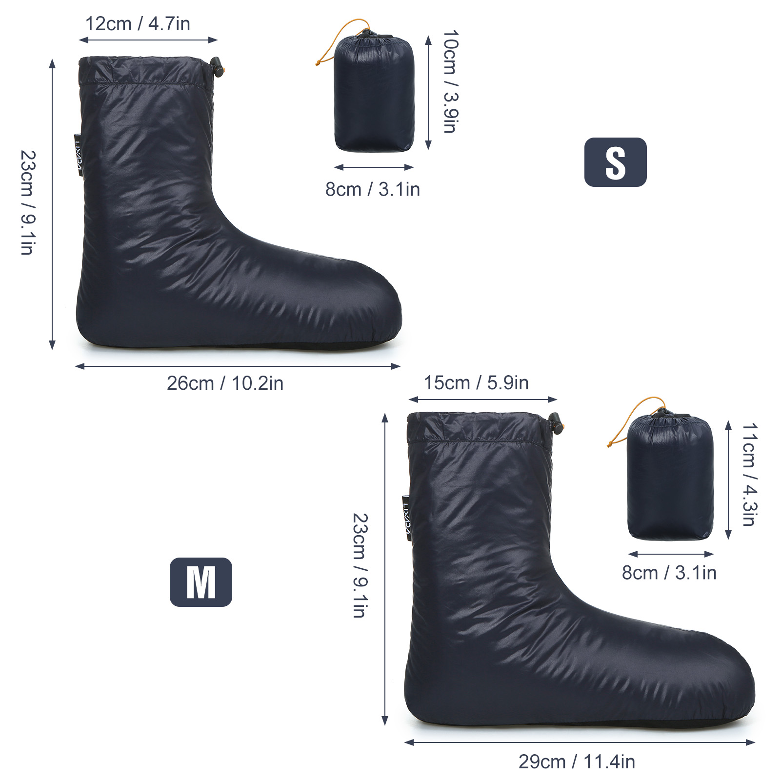 Lixada – chaussons en duvet pour l&#39;hiver, chaussons chauds et doux, coupe-vent, avec cordon de serrage réglable, pour dormir en Camping