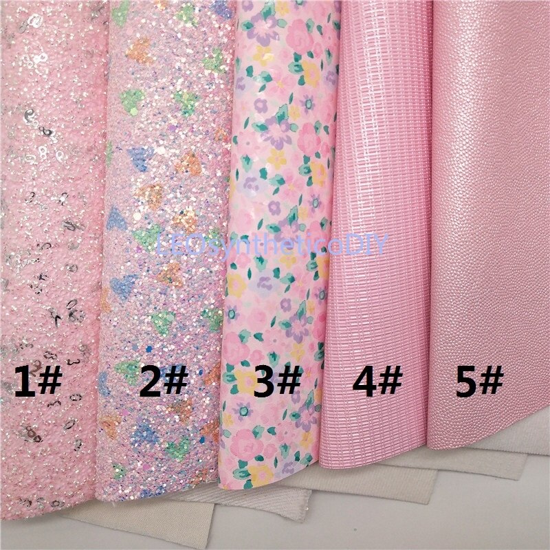 1pc 21 x 29cm roze glitterstof, hartjes bedrukt glitterleer, glitterleren vellen voor het maken van strikken leosyntheticodiy 6 s 64
