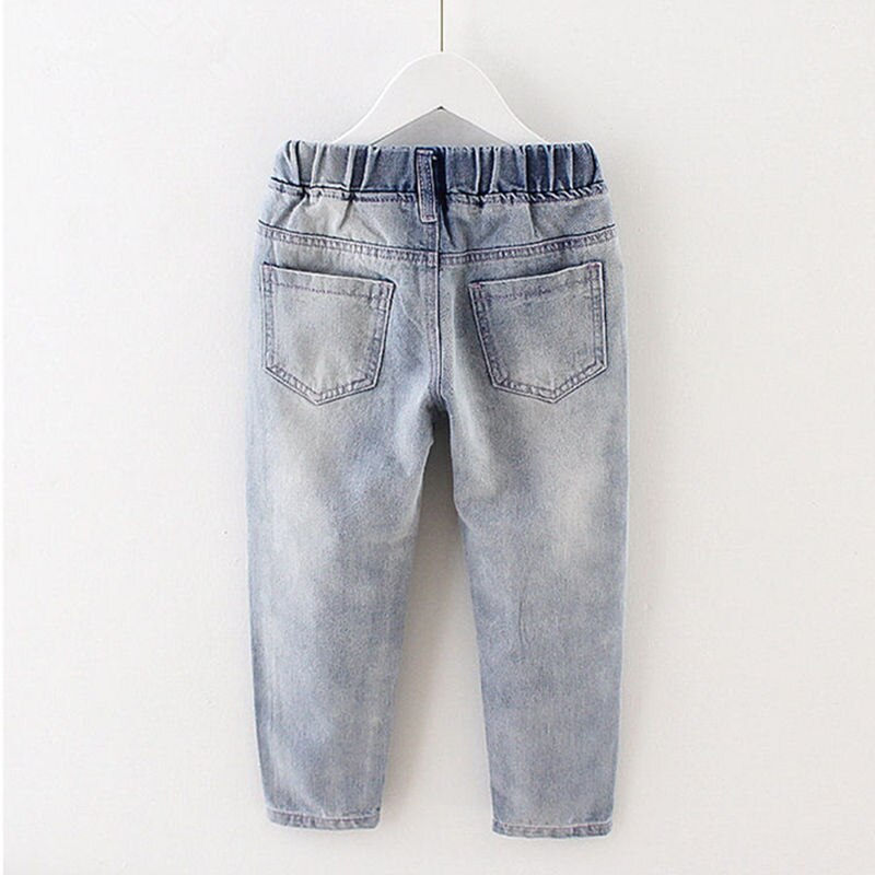 Meisjes gescheurde gaten jeans lente/herfst kinderen kapotte denim broeken broeken voor tienermeisjes 110-160cm dwq 636
