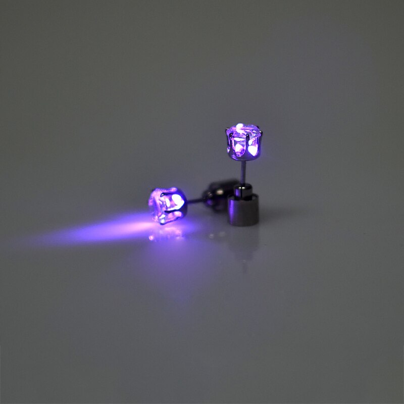 1 paar unieke jongens meisjes led licht kerst halloween feest vierkante bling oorbellen feest muziek festival oorbellen: Paars