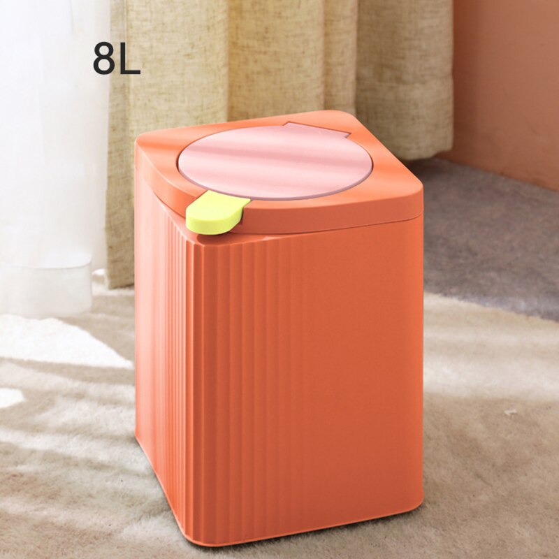 2.5/8L Garbage Bin Trash Can with Lid Double Barrel Kitchen Garbage Basket Bathroom Home Waste Bins Wastebins Paper Basket Cube: Orange8L