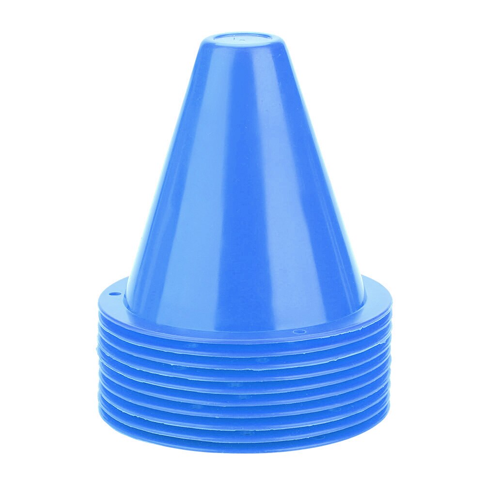 10x Trainingskegel - PE Kunststoff - 8.5x8.5cm - Fußball, Basketball, Skate Marker: Blau