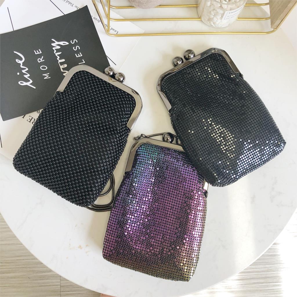 Vrouwen Avond Handtassen Clutch Portemonnees Metalen Mesh Kleine Crossbody Tas Mobiele Telefoon Portemonnee Portemonnee