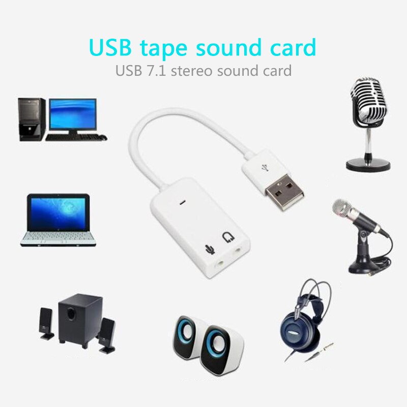 USB Sound Card Virtual 7.1 3D External USB Audio Adapter USB to Jack 3.5mm Earphone Microphone Speaker for Laptop Notebook PC
