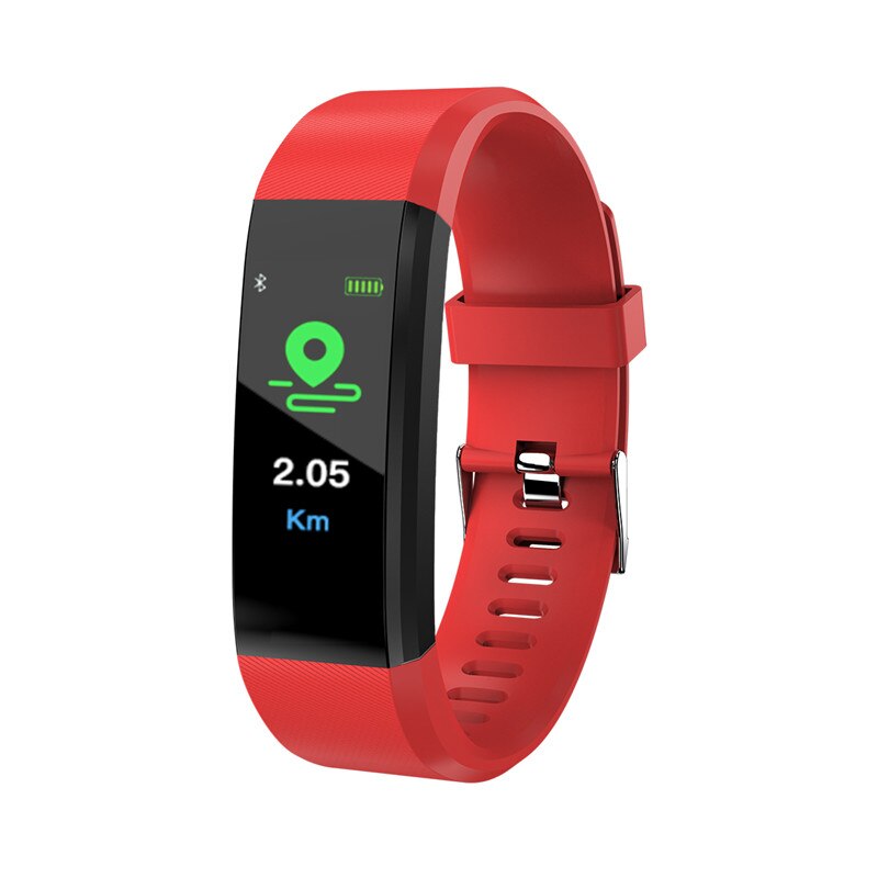 115plus Smart Uhr Männer Frauen Herz Rate Monitor Blutdruck Fitness Tracker Smartwatch Sport Uhr für ios android + BOX: Rot