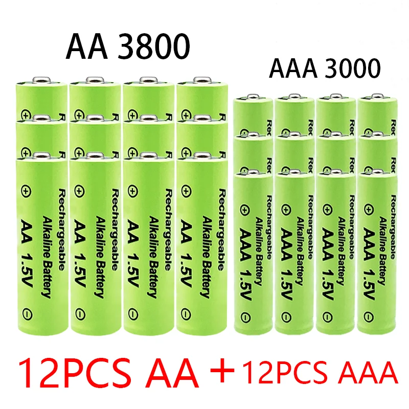 1.5V AA+AAA alkaline battery 3800/3000Ah, suitable for flashlights, watches, and alkaline batteries: Red