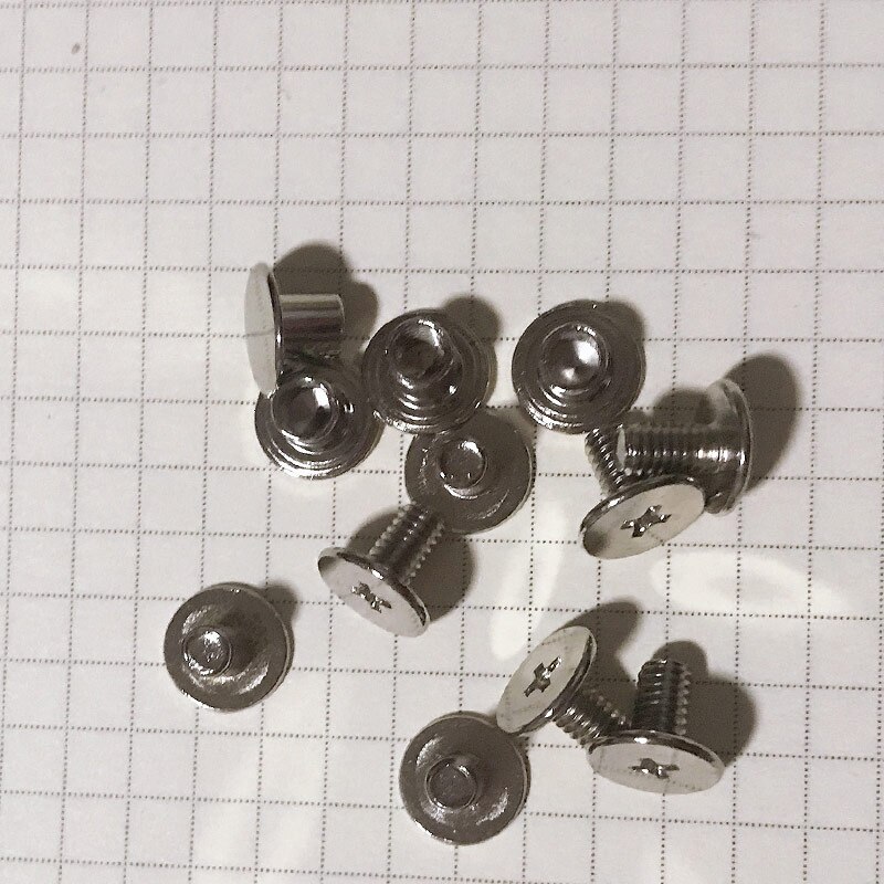 10 unids/set tornillo plano remache cabeza Hardware acero al carbono para equipaje cuero artesanía o cuaderno tornillo remache hebilla