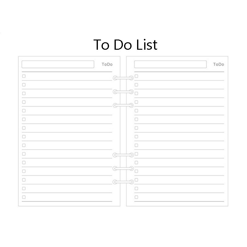 6 Holes Binder Notebook A5 A6 Inner Page Refill Papers Line Grid Dots To Do List Daily Weekly Monthly Planner Book Inside Paper