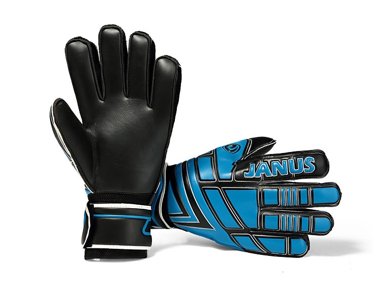 JA390 Goalkeeper Goalie Keeper GK Gloves Finger Protect Soccer Size 8 9 10 BLUE: Blue Black / Size 10