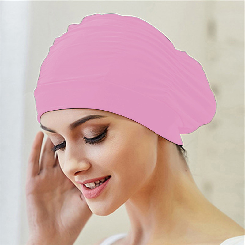 Silicone Waterproof 3D Elastic Swimming Caps For Men Women Long Hair Swimming Hat Cover Ear Bone Pool Adult Swim Cap: Navy Blue